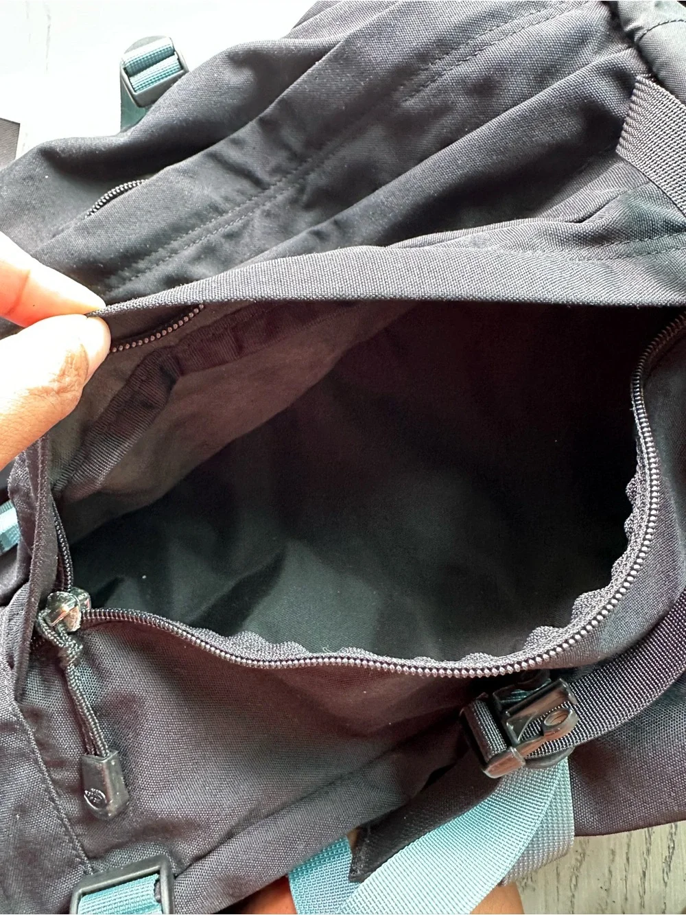 The North Face Large Hiking Backpack with Teal Straps